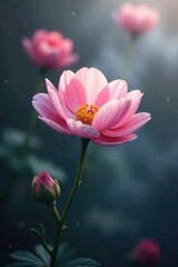 Obraz premium A delicate flower blooms within a misty, smoky aura, petal, fragrant, garden