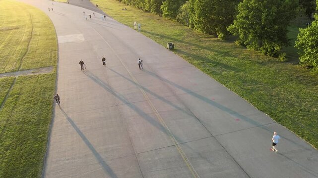People cycling in Tempelhof, Berlin