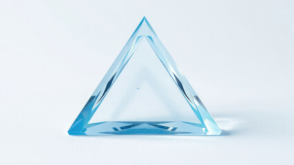 Icy blue pigment with an elegant isosceles triangle on white, calming, clean, simple, blue, white space