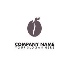 Rooster Coffee bean Logo on white background