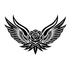 Obraz premium Floral Design A classic black and white floral design element featuring elegant, curved leaves and intricate detailing. Ornamental Perfect for use in decorative borders, logos