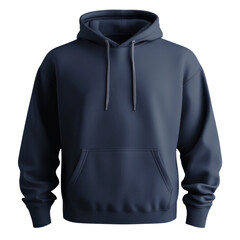 Dark Blue Hooded Sweatshirt Without Logos or Designs on Fabric