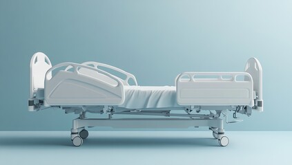 A hospital bed with an armrest and side guard on the right
