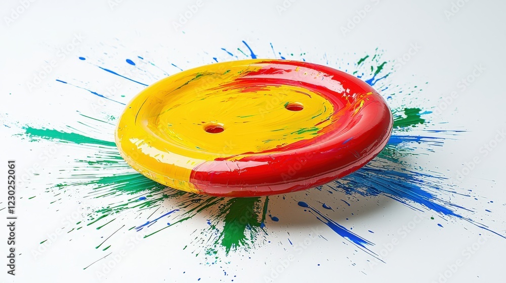 Poster colorful abstract art creation with vibrant paint splashes and a circular shape, bright colors and a