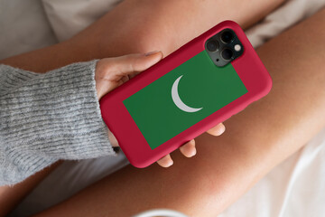 3D Rendering - A phone case with the flag of  Maldives