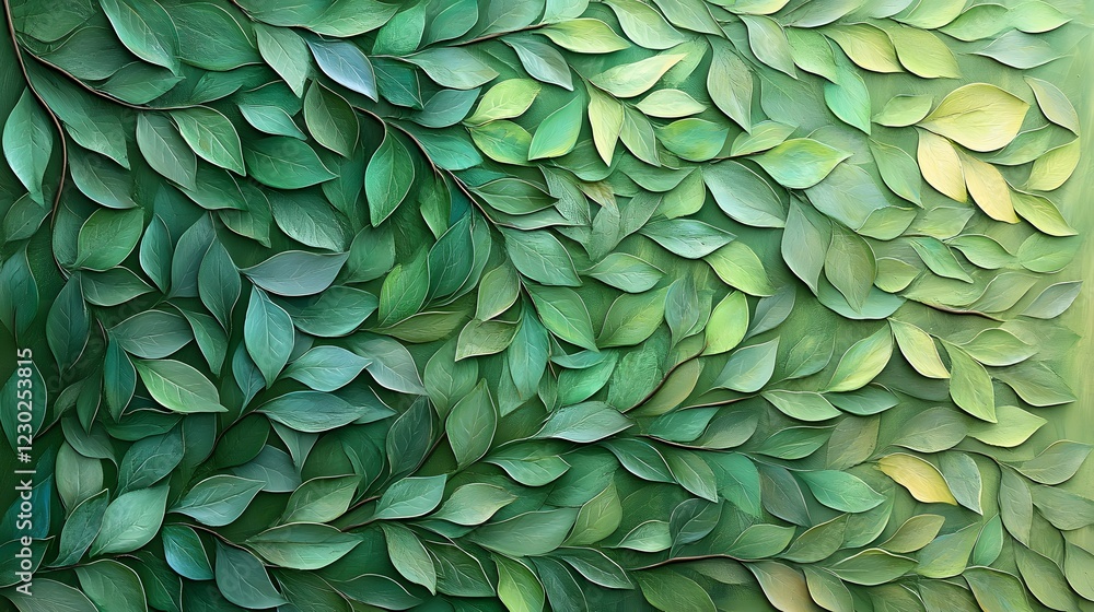 Aufkleber a vibrant and lush arrangement of overlapping green leaves forming an abstract natural backdrop the 