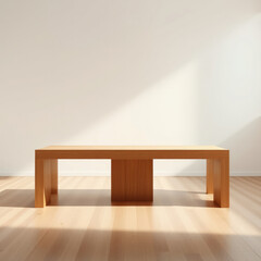 Modern minimalistic wooden table with bright overhead lights, contemporary, table, minimalistic