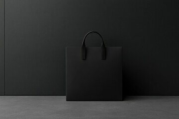 Sleek Black Packaging Bag on Dark Background