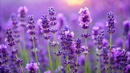 Naklejka premium Lavender Field at Sunset