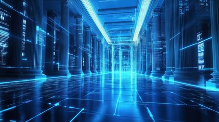Integrating Financial AI Cores Futuristic Structures Digital Art Virtual Environment Innovative Technology
