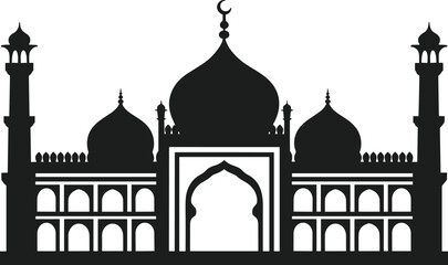 Beautiful Black Mosque Silhouette Vector Illustration
