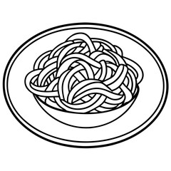Spaghetti Dish Line Art Illustration