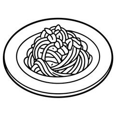 Spaghetti Dish Line Art Illustration