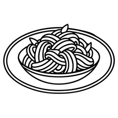 Spaghetti Dish Line Art Illustration