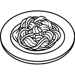 Spaghetti Dish Line Art Illustration
