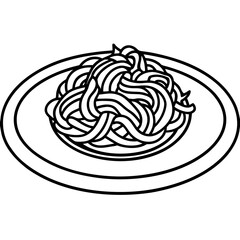 Spaghetti Dish Line Art Illustration