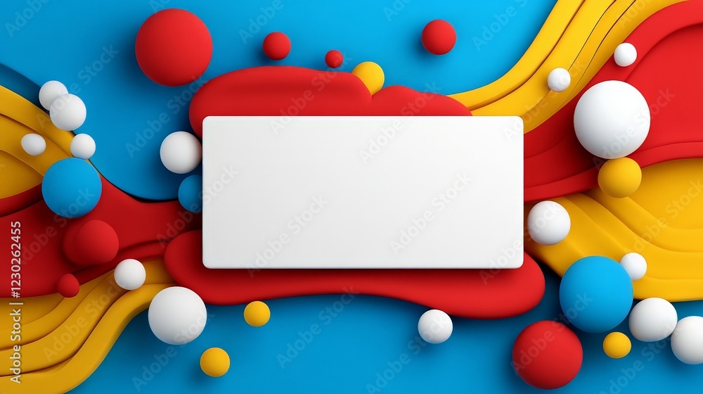 Poster abstract 3d background with white space: a vibrant 3d rendering featuring a white rectangle against 