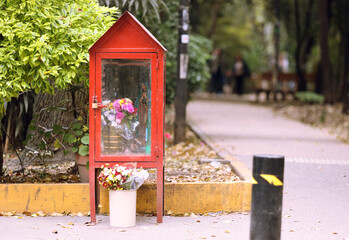 red house in the park