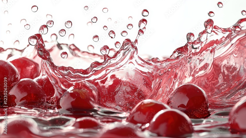 Aufkleber splash of red berries in crystal clear water creating dynamic patterns and refreshing energy of natu