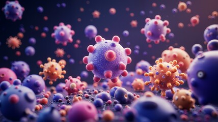 Microscopic view of various virus cells.