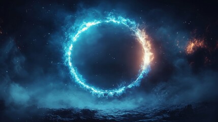 Obraz premium Glowing Celestial Ring in a Dark Nightscape