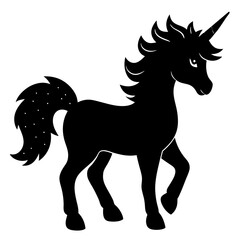 Cute Black Vector Unicorn Line Art Black Vector Silhouette Cartoon  Illustration