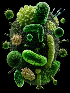Digital Rendering of Diverse Microorganism Cluster