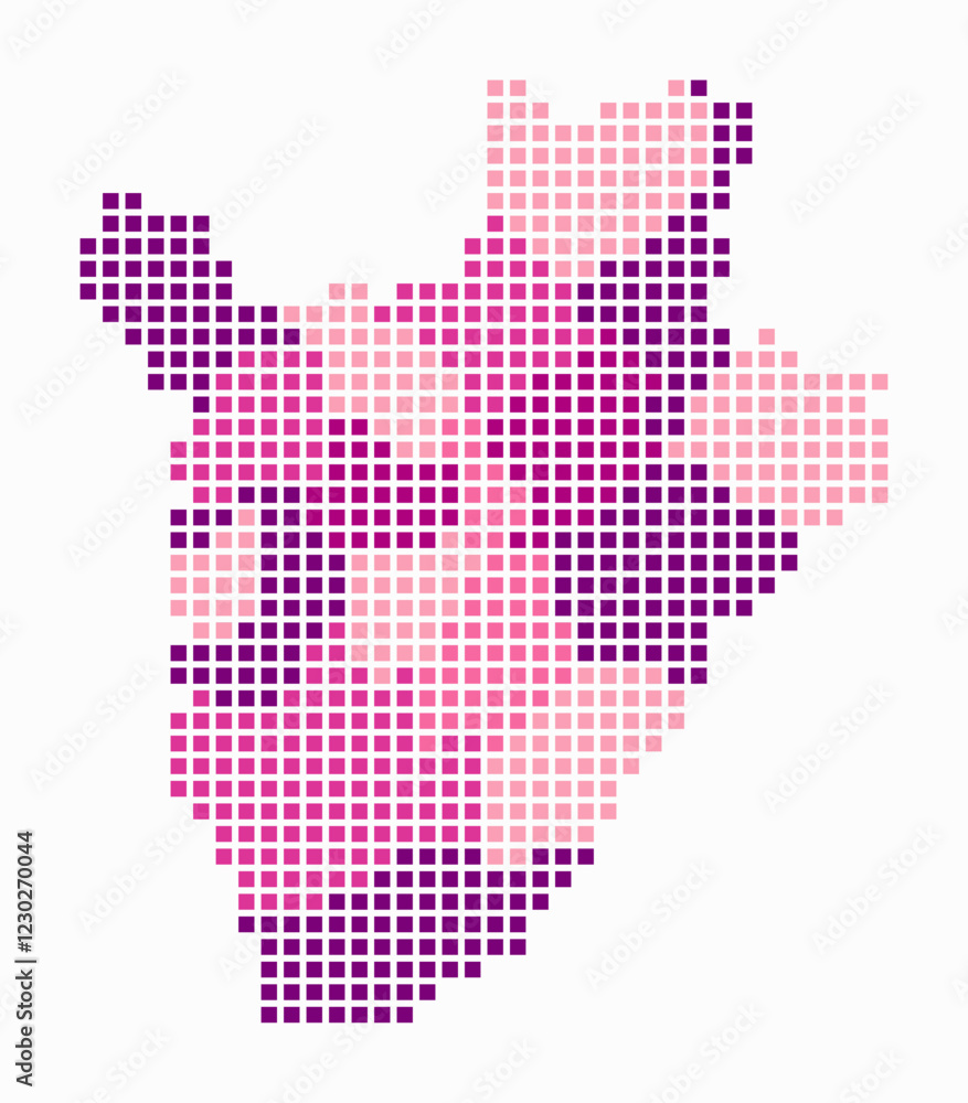 Aufkleber burundi dotted map. digital style map of the country on white background. burundi shape with square 