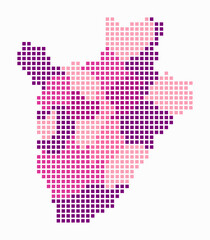 Fototapeta premium Burundi dotted map. Digital style map of the country on white background. Burundi shape with square dots. Colored dots style. Large size squares. Modern vector illustration.
