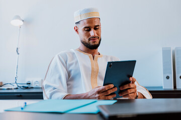 Moroccan Business man in the  office.
