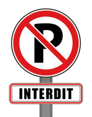 Interdit Panneau signalisation interdit rond rouge parking stationner