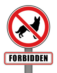 Prohibited sign red circle dog