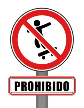Se&ntilde;al de prohibici&oacute;n c&iacute;rculo rojo monopat&iacute;n monopat&iacute;n