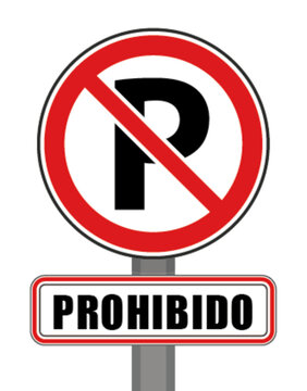 Se&ntilde;al de prohibido aparcamiento c&iacute;rculo rojo