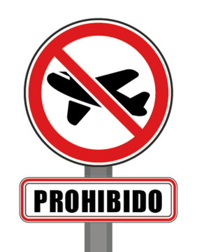 Se&ntilde;al de prohibido avi&oacute;n c&iacute;rculo rojo