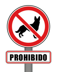 Señal de prohibido perro círculo rojo