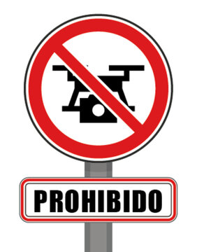 Señal de prohibido el vuelo de drones círculo rojo