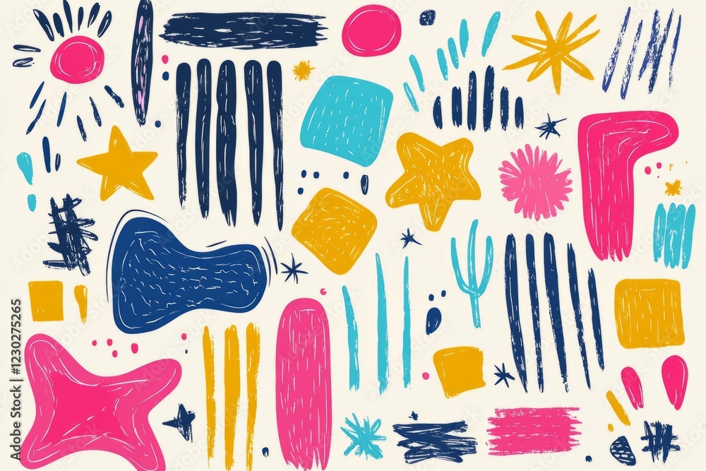 Poster vibrant and playful abstract shapes and brushstrokes create a modern and artistic design, perfect fo