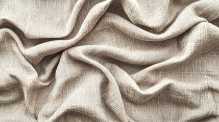 Draped Beige Linen Fabric Texture Background