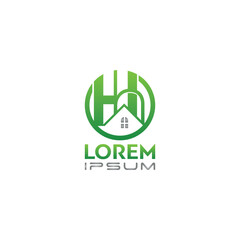 Green Real Estate Logo with Modern Lettermark and Home Icon