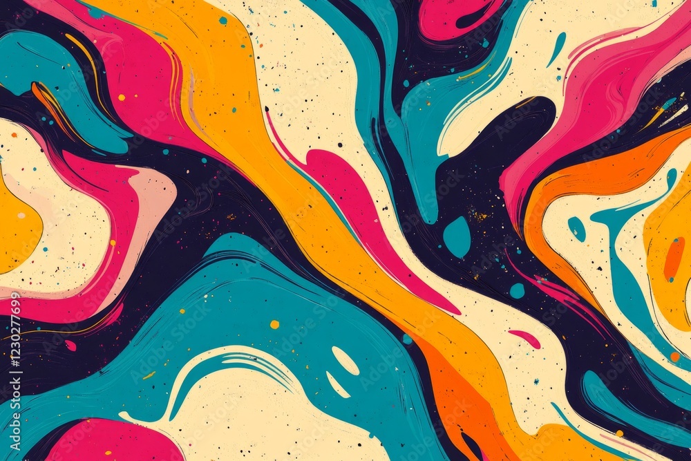 Poster vibrant colors blend seamlessly in a mesmerizing abstract painting, creating a dynamic and expressiv