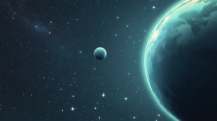 Fototapeta premium A stunning space-themed vector background featuring a vibrant nebula and twinkling stars, bringing a magical and cosmic feel to the scene