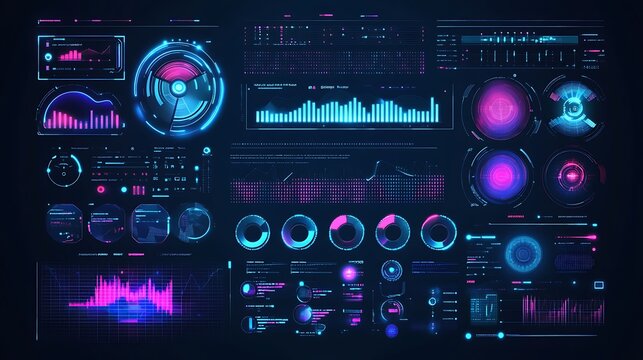 Striking Neon Gaming Interface with High-Tech Elements