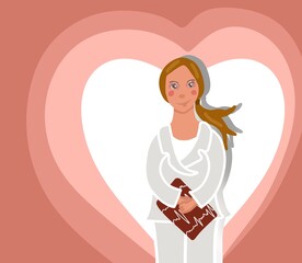 Illustration of a cardiologist holding a clipboard with a heart rate chart, standing against a heart-shaped background. Perfect for medical, cardiology, and healthcare-related projects