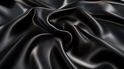 Fototapeta premium Draped Black Silk Fabric Showing Smooth Texture