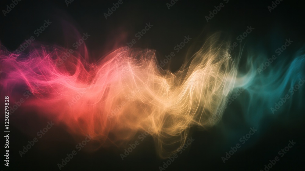 Poster an abstract background with softly blurred, colorful lens flares against a black backdrop, creating 