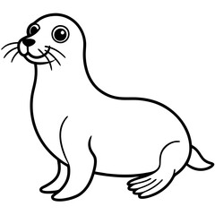 Cute Black Vector Sea Lion Line Art Black Vector Silhouette Cartoon  Illustration