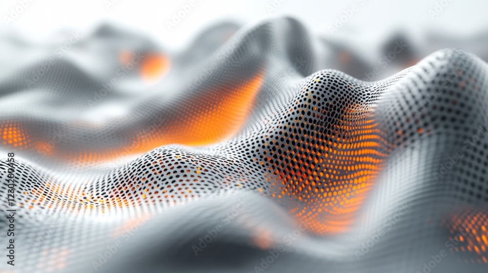 Poster abstract wave pattern with orange and grey texture