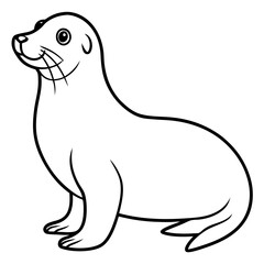 Cute Black Vector Sea Lion Line Art Black Vector Silhouette Cartoon  Illustration