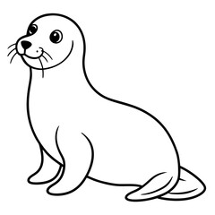Cute Black Vector Sea Lion Line Art Black Vector Silhouette Cartoon  Illustration